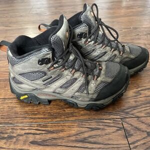 Merrell Hiking Boots Mens Size 8.5 W Gray Moab 2 Mid Vent Vibram Lace Up J06053W